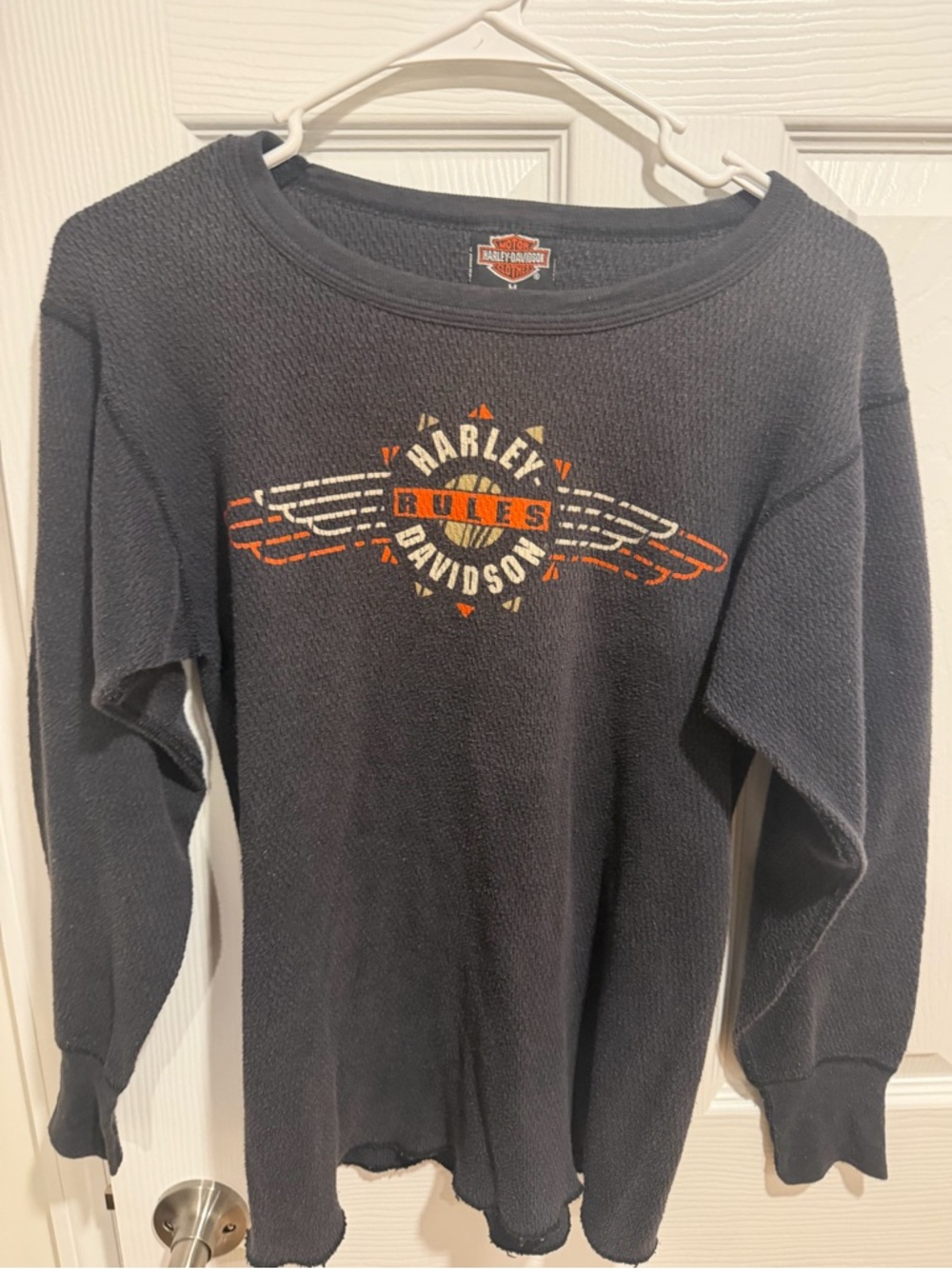 VINTAGE signature Harley-Davidson Black Thermal Shirt with Logo